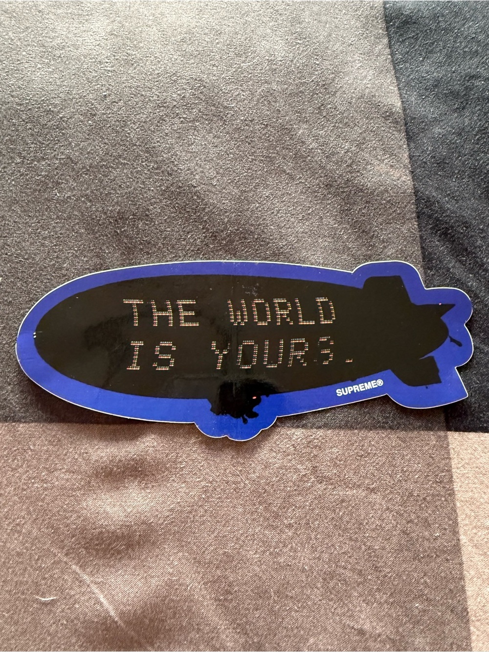 Supreme 'The World Is Yours' SCARFSCE Blimp Sticker - Blue/Black